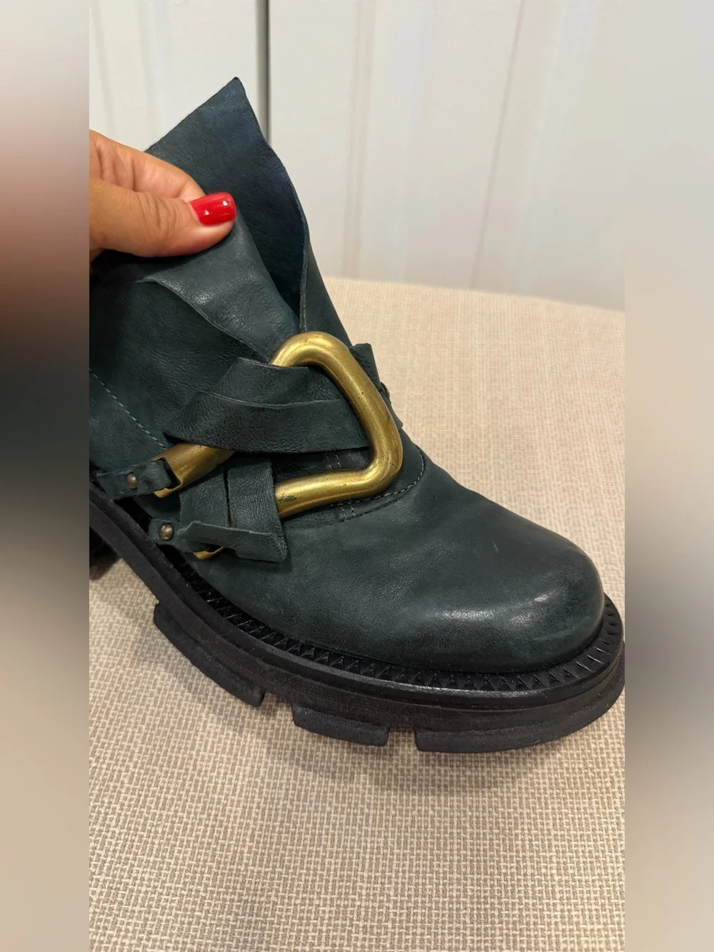 A.S. 98 Laken Womens Green Leather Slip On Casual Dress Boots Size 38 US 7.5